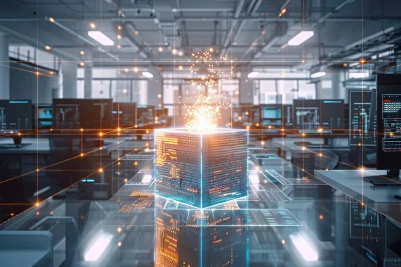 Graphic explaining blockchain applications in trade finance and asset management.